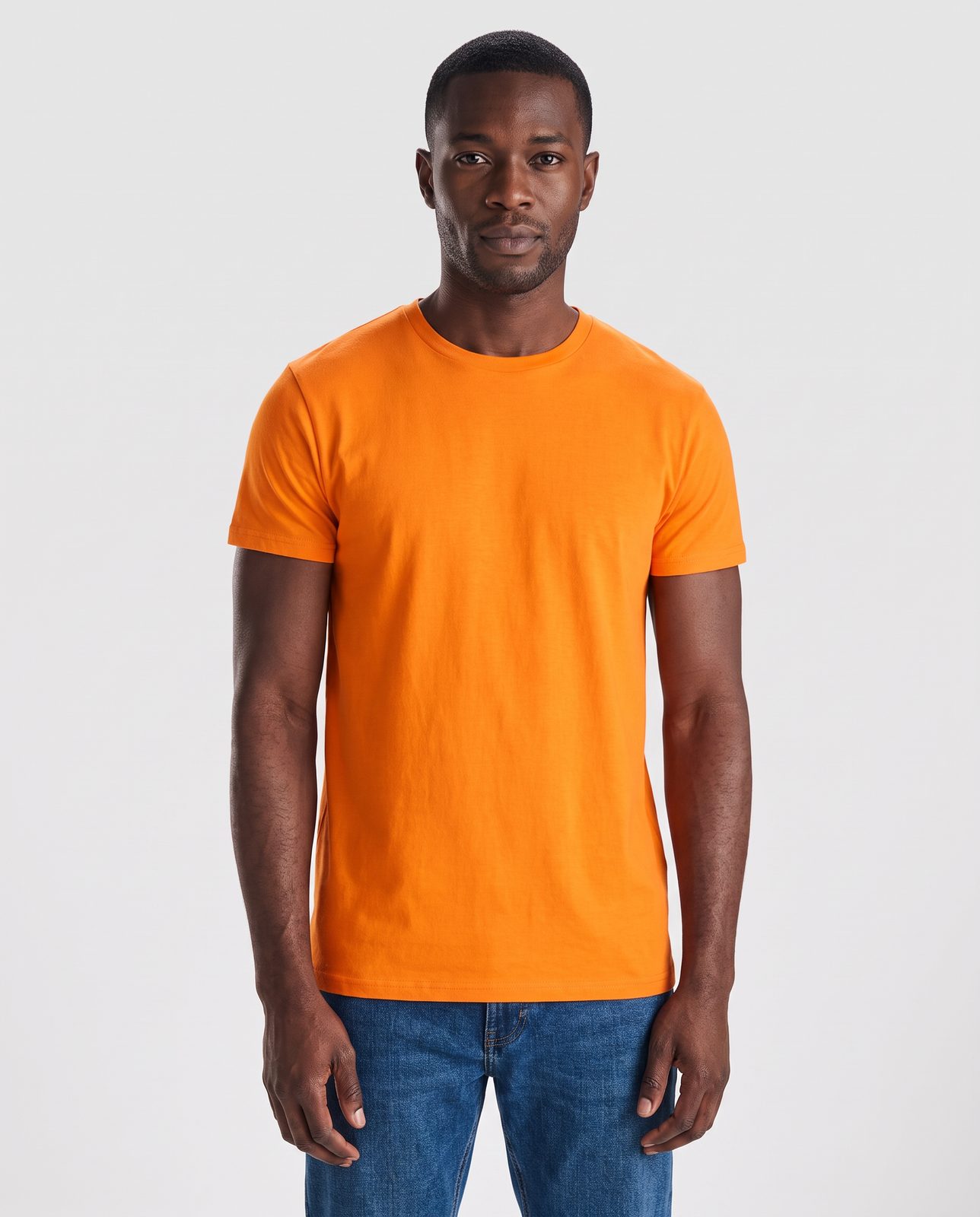 T-shirt Danube orange porté, vue de face